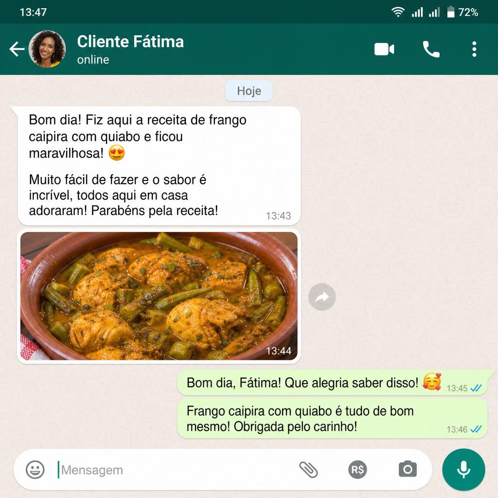 Depoimento 2 de leitora sobre as receitas